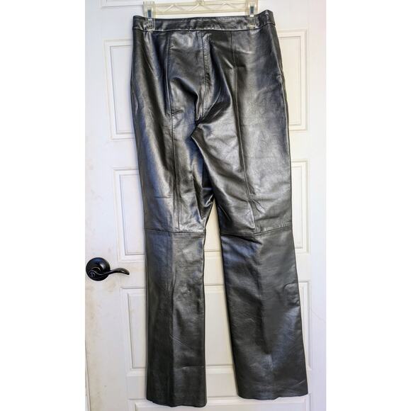 Saks Fifth Avenue Leather Pants 10 Folio Collection Gray Shimmer High Rise NEW - Picture 5 of 10